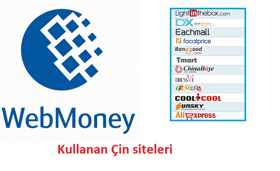 Webmoney ile alışveriş yapabileceğimiz Çin siteleri