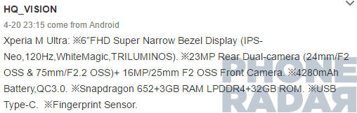 Xperia M Ultra teknik özellikleri